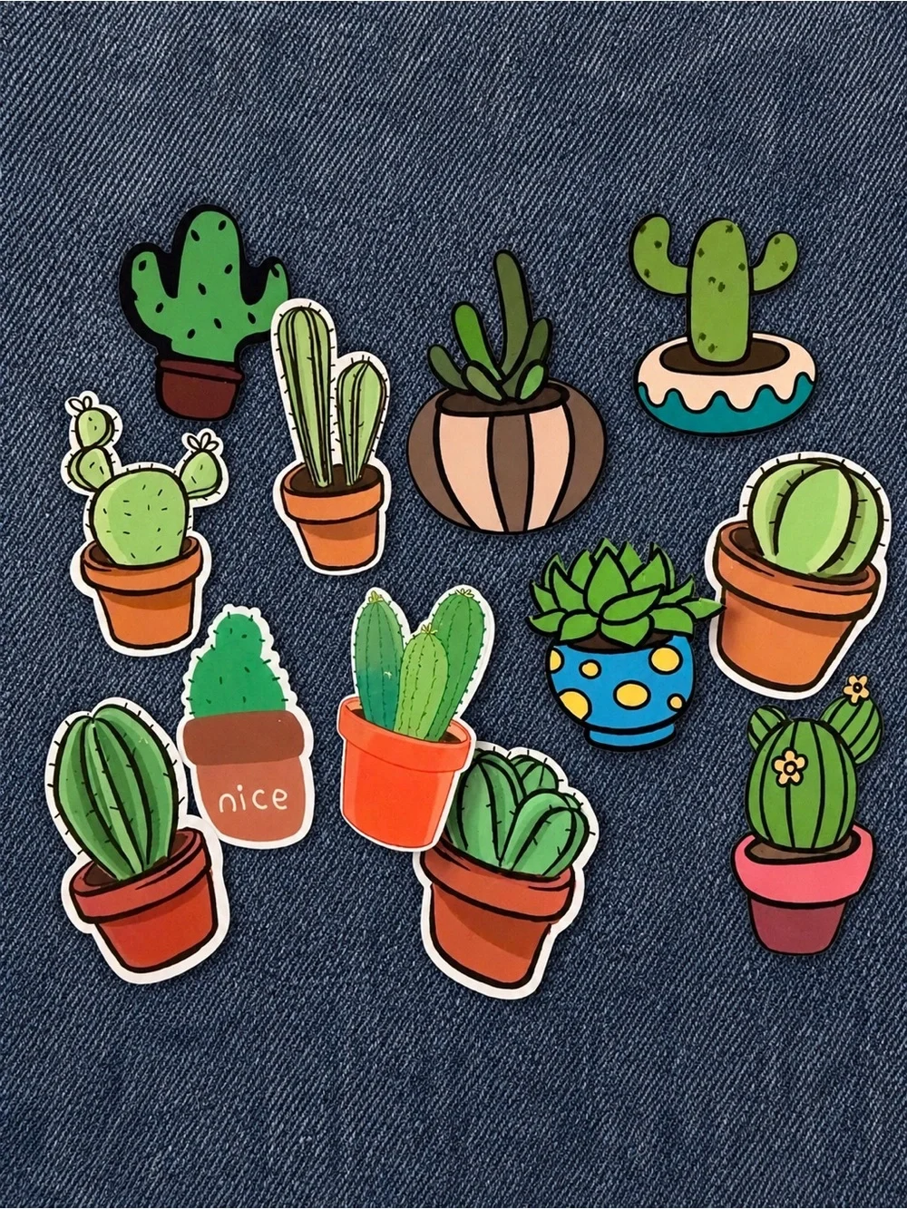 Acrylic Cacti and Succulents Pins or Brooches Lot of Twelve